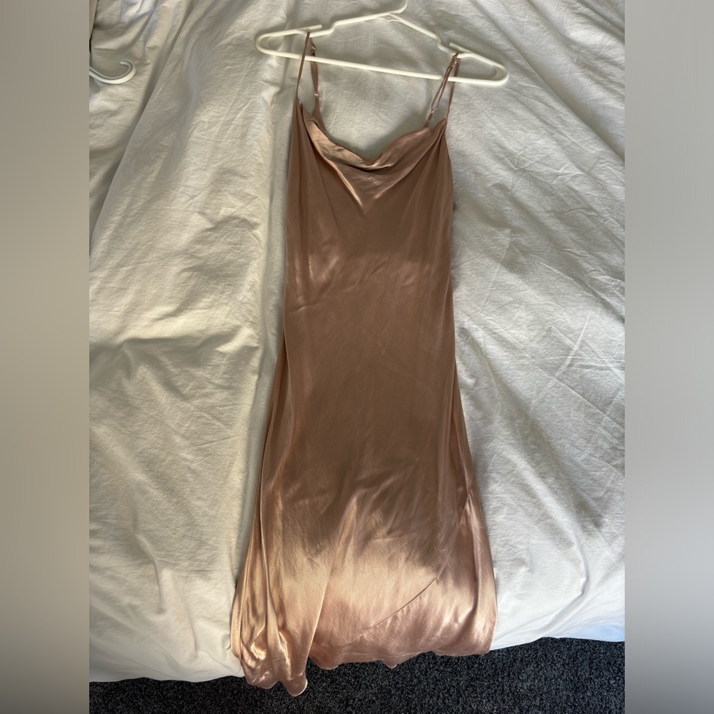 Park & Fifth women’s dress, bridesmaid dress, blush gown, swoop neck, cowl neck